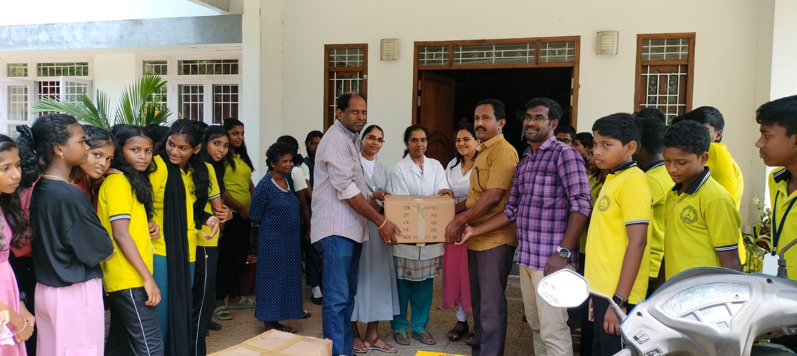 A volunteer talking to a resident
