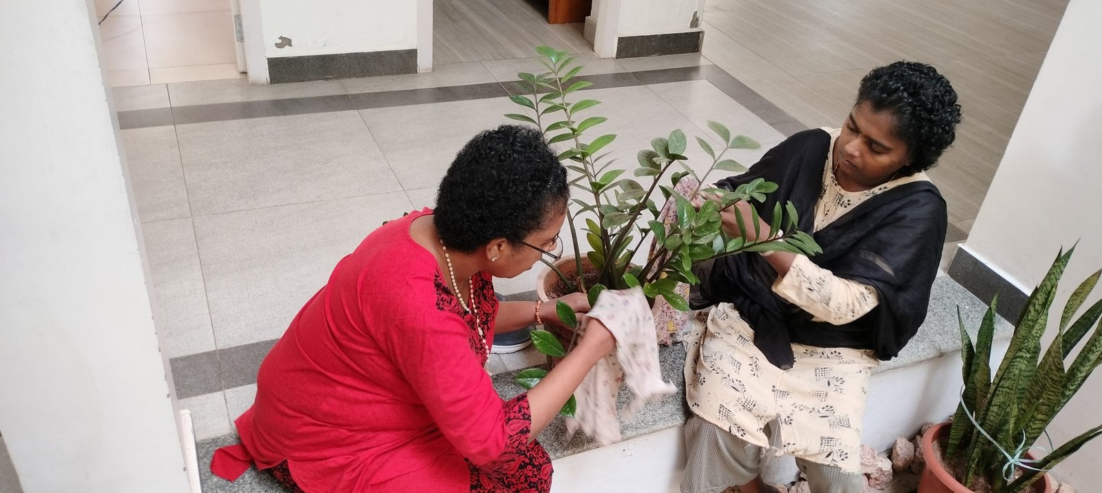 Residents doing floriculture activities